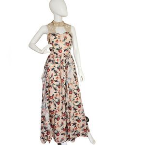 Joyfolie Floral Maxi Dress - Theodora Cream and Red Medium